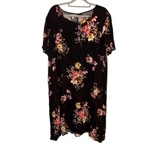 Maurices‎ Floral Pullover Casual Sheath T-Shirt Dress black Size XXL